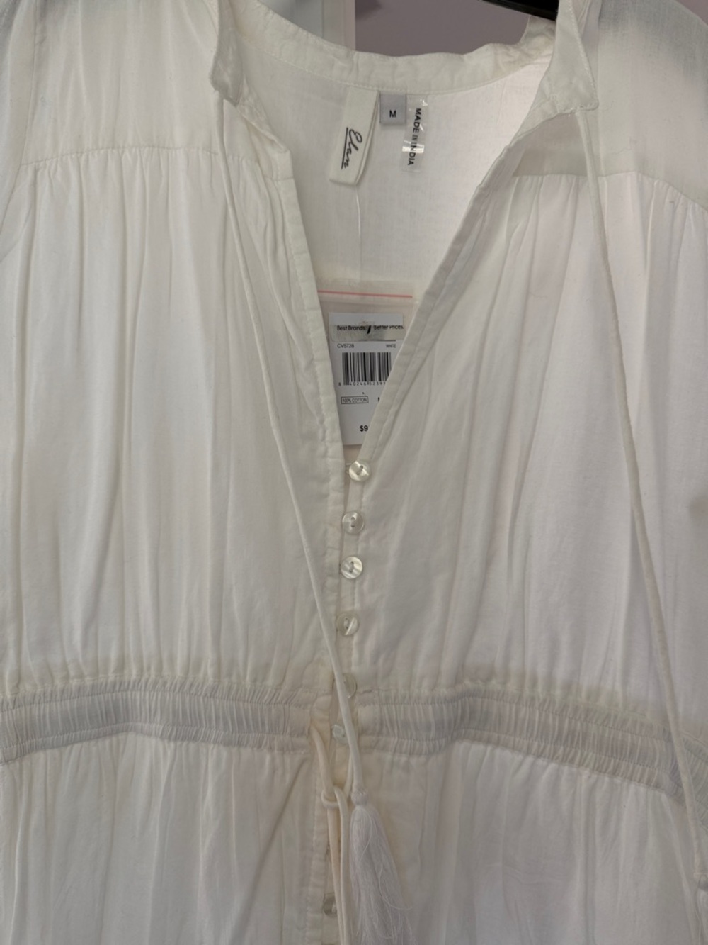 Elan White Button-Front Boho Maxi Dress - Picture 2 of 6